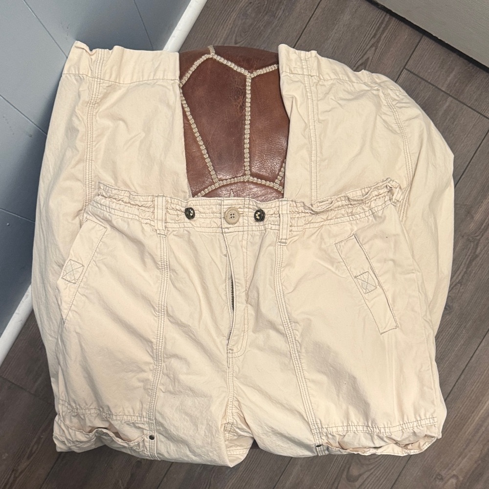 Pilcro Beige Elastic Waist Cargo Pants